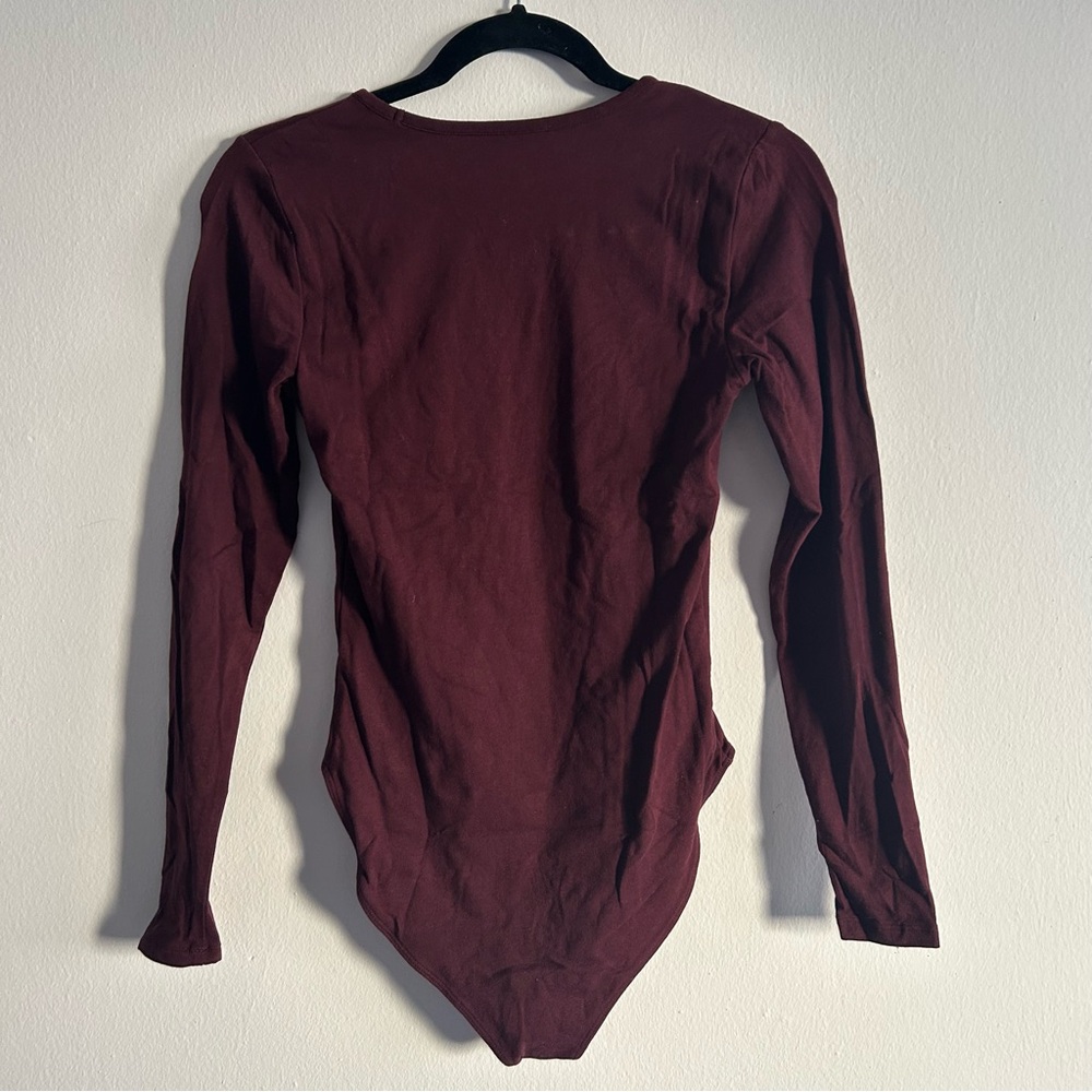 Old Navy • Maroon Long Sleeve Bodysuit - Picture 2 of 3